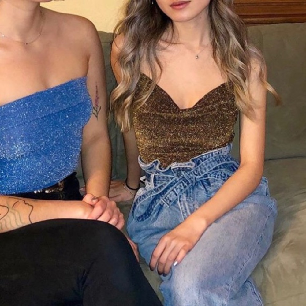 Gold Glitter Crop Cami